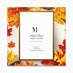 Autumnal Leaf Illustration One Central Maple Foliage Display Flanked By Smaller Elements Of Orange (3) Canvas Print