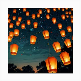 Default Wish Lanterns For Love Art Print 3 Canvas Print