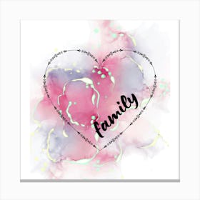 family word whit watercolor Canvas Print