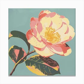 Camellia 2 Square Flower Illustration Canvas Print