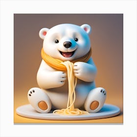 Polar Bear With Pasta Canvas Print