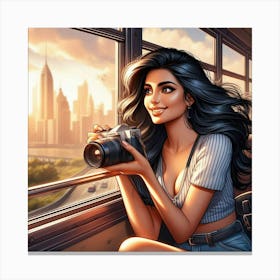 Girl With A Camera Canvas Print