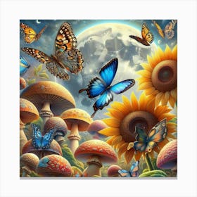 Butterfly and the moon Canvas Print