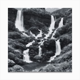 Waterfall In Black And White 1 Canvas Print