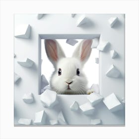 Rabbit Peeking Through A Hole 15 Canvas Print