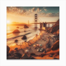 Golden Gate Bridge At Sunset Canvas Print