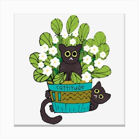Black cats and planter Canvas Print
