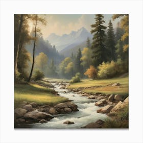 Stream In The Mountains art print Canvas Print