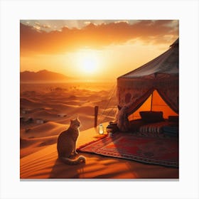 Bedouin Cat At Sunrise Canvas Print