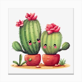 Kawaii Cactus 3 Canvas Print