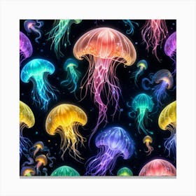 Jellyfish Seamless Pattern 1 Canvas Print