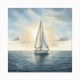 Sailboat At Sunset Canvas Print