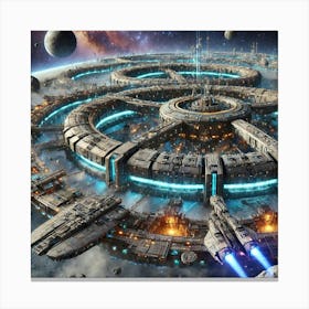 A Detailed Sci Fi Depiction Of The Docking Rings E Canvas Print