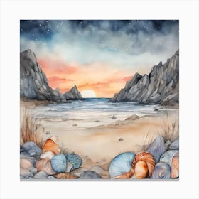West Coast Seascape Scotland Sunset at Tide Turn Canvas Print