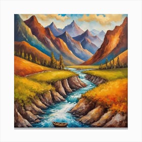   mountain and  river Canvas Print