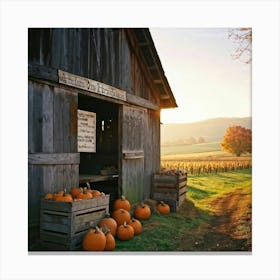 A Rustic Barn With A Weathered Wooden Sign Lean Against It Rolling Hills In The Background Transiti (3) 1 Canvas Print