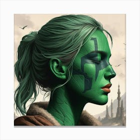 Green Face Canvas Print