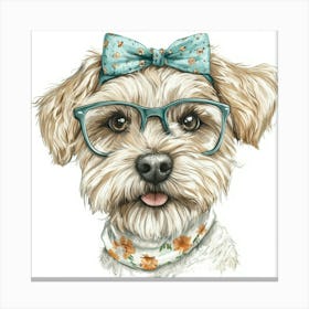 Dog With Glasses 77 Canvas Print