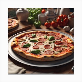 Pizza On A Table 1 Canvas Print