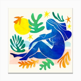 By the Beach Matisse Style Watercolor Canvas Print