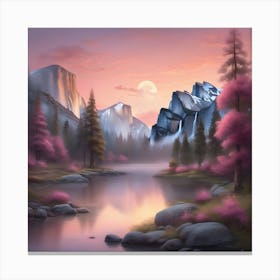 Sunset In Yosemite Soothing Pastel Landscape Canvas Print