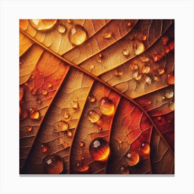 Autumn Leaf With Water Droplets 1 Canvas Print