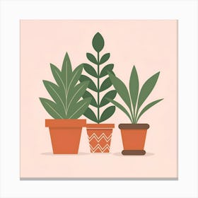 Three Potted Plants Canvas Print