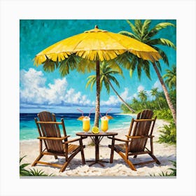 Two Chairs On The Beach 4 Canvas Print