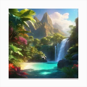 Waterfall In The Jungle 47 Canvas Print