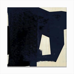 Black Abstract No. 1 - Abstract Blue and Black on Beige , Neutral, Minimalist, Monochromatic, Contemporary Wall Art Canvas Print