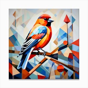 Cubism Art, Bullfinch bird 2 Canvas Print