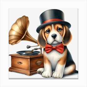 Beagle In Top Hat~Reimagined Canvas Print