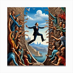 Man Jumping Out Of A Building Canvas Print