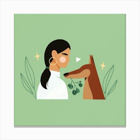 Portrait Of A Woman With A Dog Canvas Print