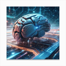 Brain On A Computer 10 Canvas Print