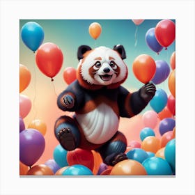 Cute Panda Balloons Canvas Print