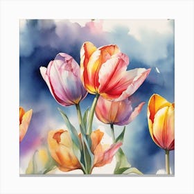 Watercolor Tulips Canvas Print