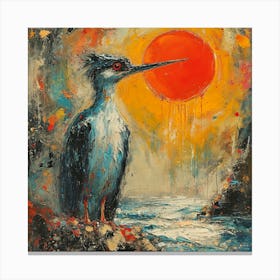 Heron At Sunset 1 Canvas Print