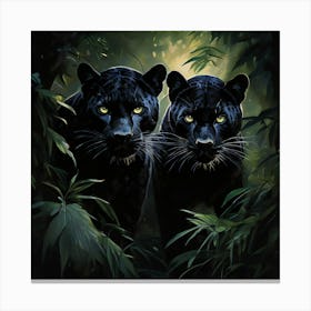 Two Black Panthers art print 1 Canvas Print