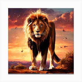 Lion At Sunset Canvas Print