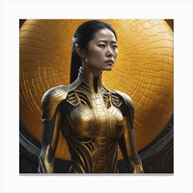 Woman In A Golden Suit Canvas Print