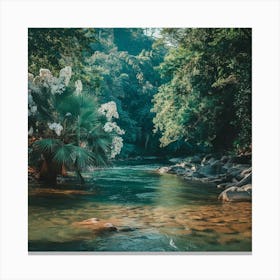 Tropical River In The Jungle Canvas Print