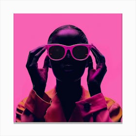 Woman In Pink Sunglasses Canvas Print