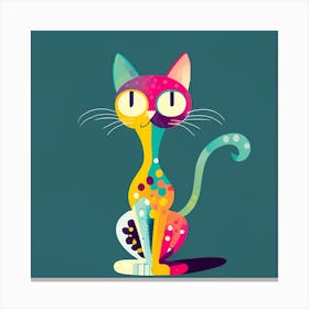 Colorful Cat Minimal Illustration Canvas Print