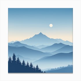 Misty mountains background in blue tone 107 Canvas Print