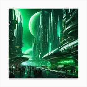 Futuristic City Green I Canvas Print