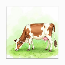 Cow Grazing In The Grass Canvas Print