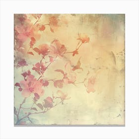 Grunge Background With Flowers 3 Canvas Print