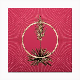 Gold Adam's Needle Glitter Ring Botanical Art on Viva Magenta n.0216 Canvas Print