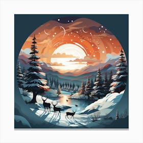 Deer In The Snow for Christmas Canvas Print